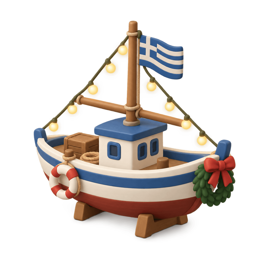 Greek Christmas Boat 3D icon