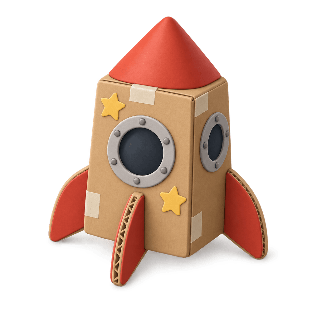 Cardboard Box Rocket 3D icon