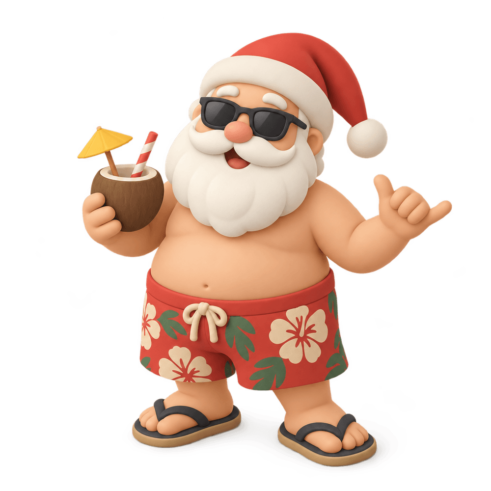Santa in Board Shorts 3D icon