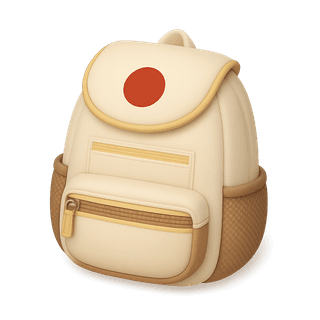 Cream Canvas Backpack with Red Circle