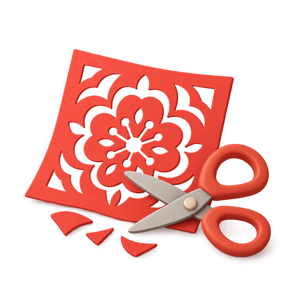 Red Paper Cutting 3D icon