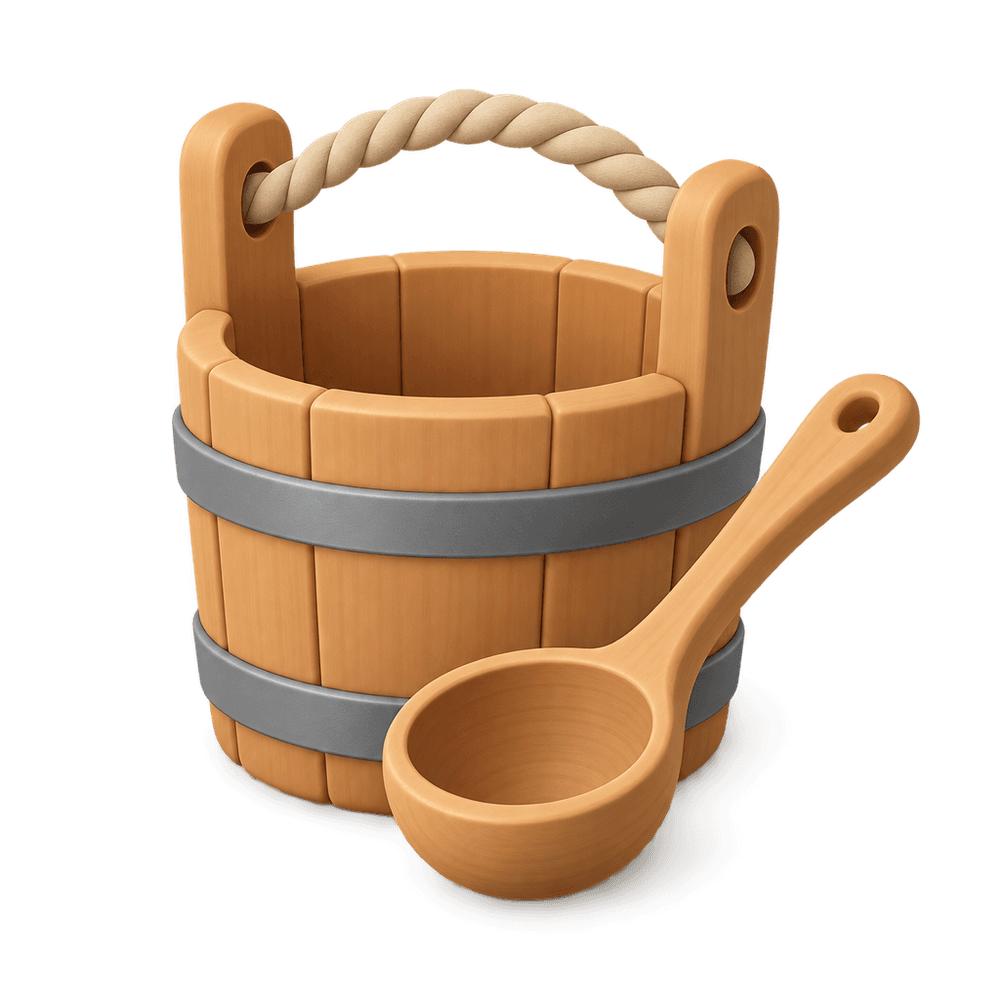 Sauna Bucket and Ladle 3D icon
