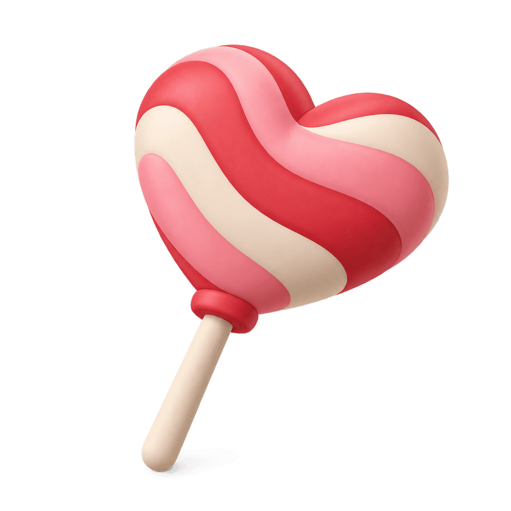 Heart-Shaped Lollipop 3D icon