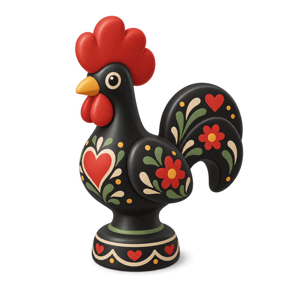 Painted Ceramic Rooster 3D icon