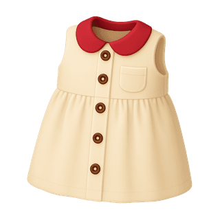 Cream Sleeveless Dress with Red Collar