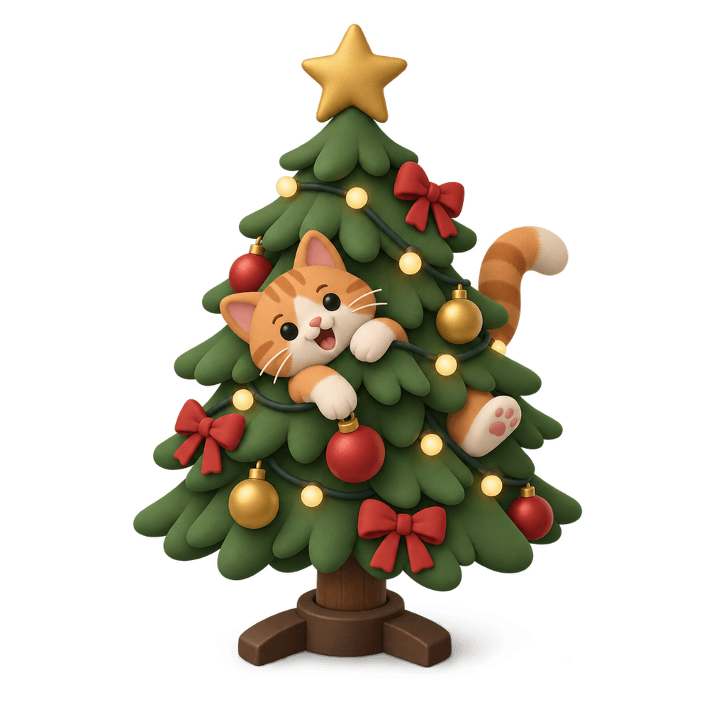 Cat in Christmas Tree 3D icon
