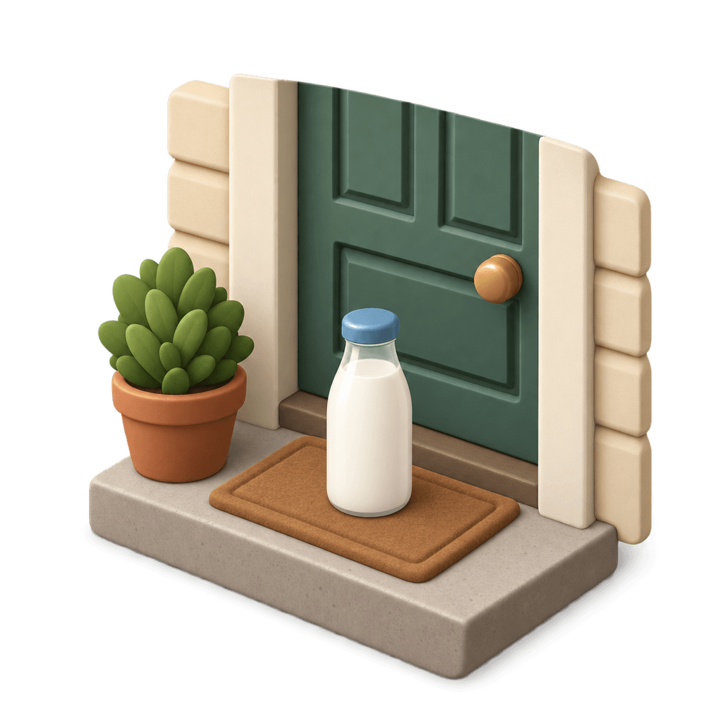 Milk Bottle on Doorstep 3D icon