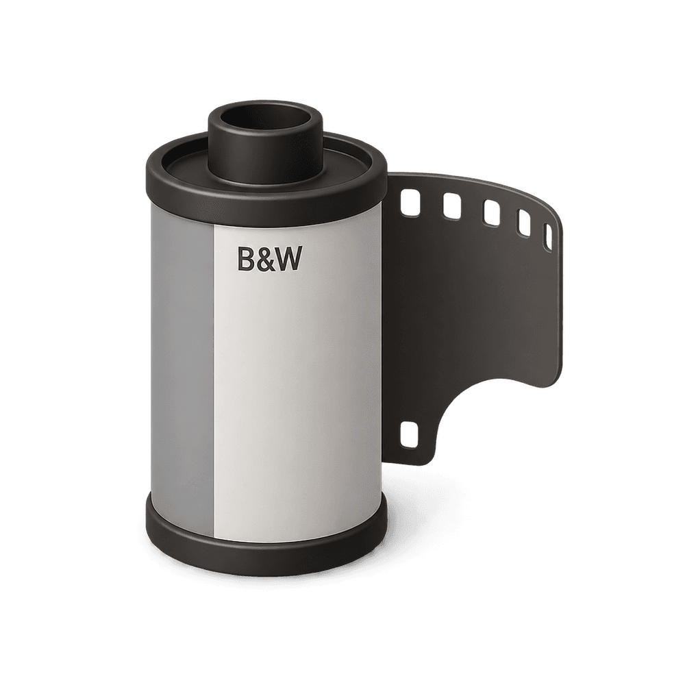 Black and White Film Canister 3D icon