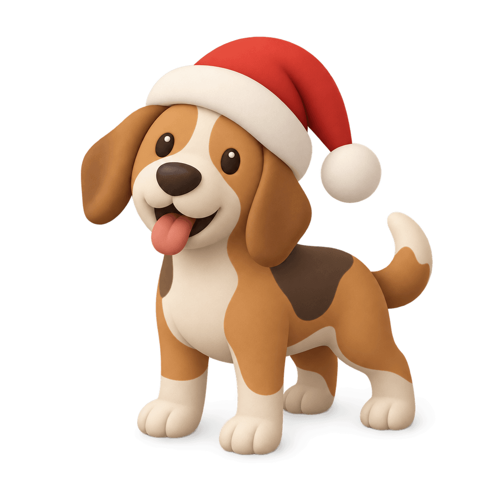 Dog in Santa Hat 3D icon