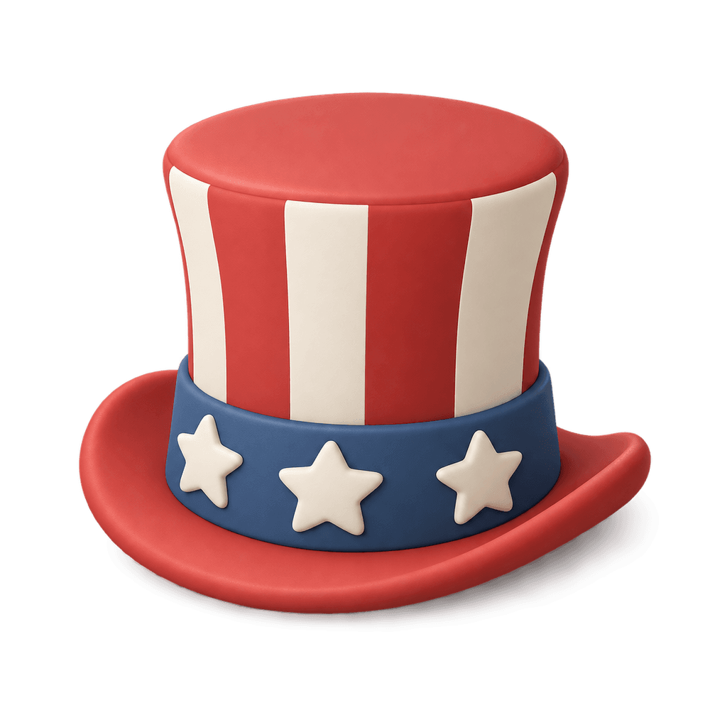 Stars and Stripes Top Hat 3D icon