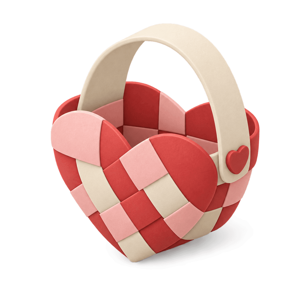 Woven Paper Heart Basket 3D icon